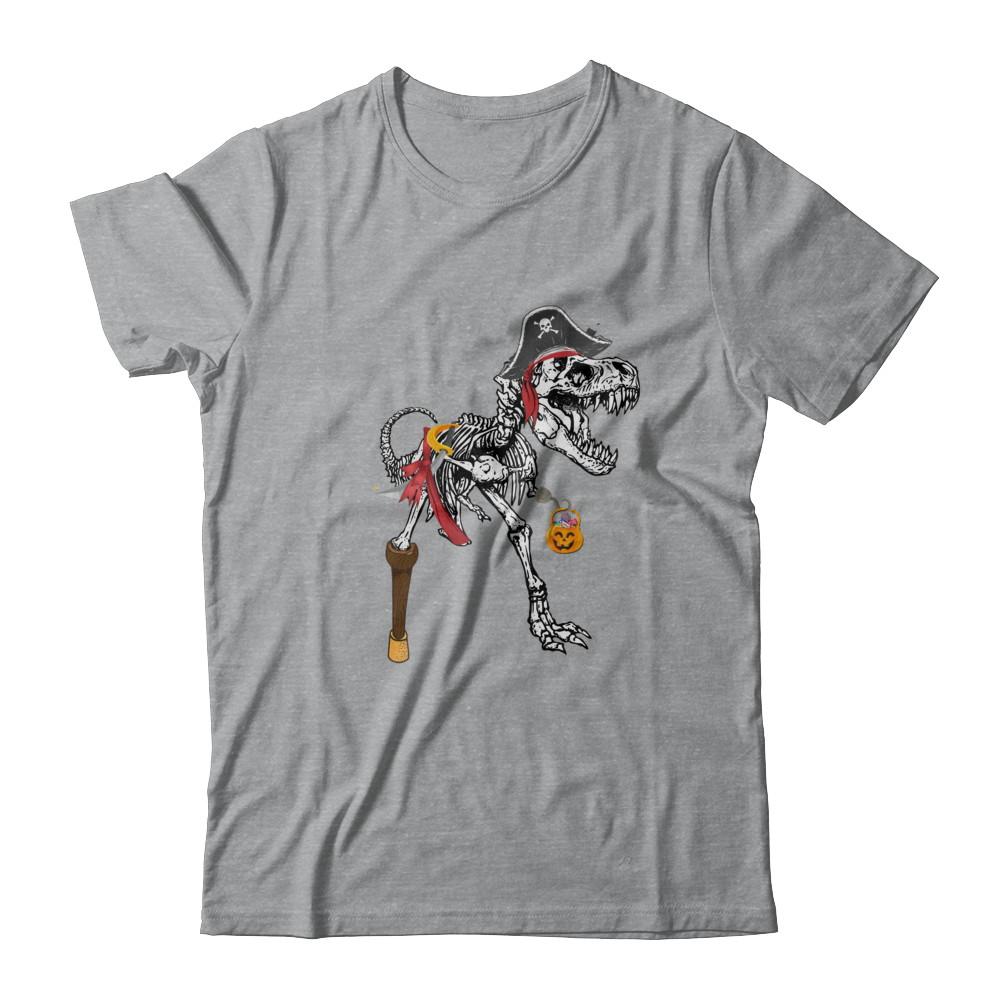 Dinosaurs T-Rex Skeleton Pirate Halloween Saurus For Men Women-T-Shirt & Hoodie-Classic T-Shirt-Sport Grey