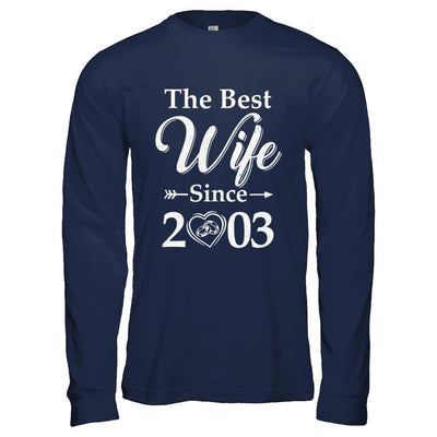 18th Married Together Anniversary Since 2003 Husband Wife-T-Shirt & Hoodie-Long Sleeve T-Shirt-Navy