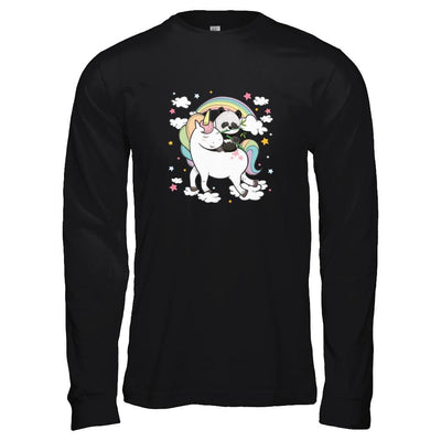 Panda Riding Unicorn-T-Shirt & Tank Top-Long Sleeve T-Shirt-Black