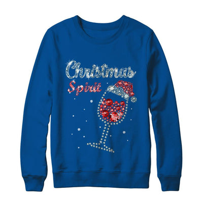 Diamond Christmas Spirit Santa Hat Wine Glass-T-Shirt & Sweatshirt-Crewneck Sweatshirt-Deep Royal