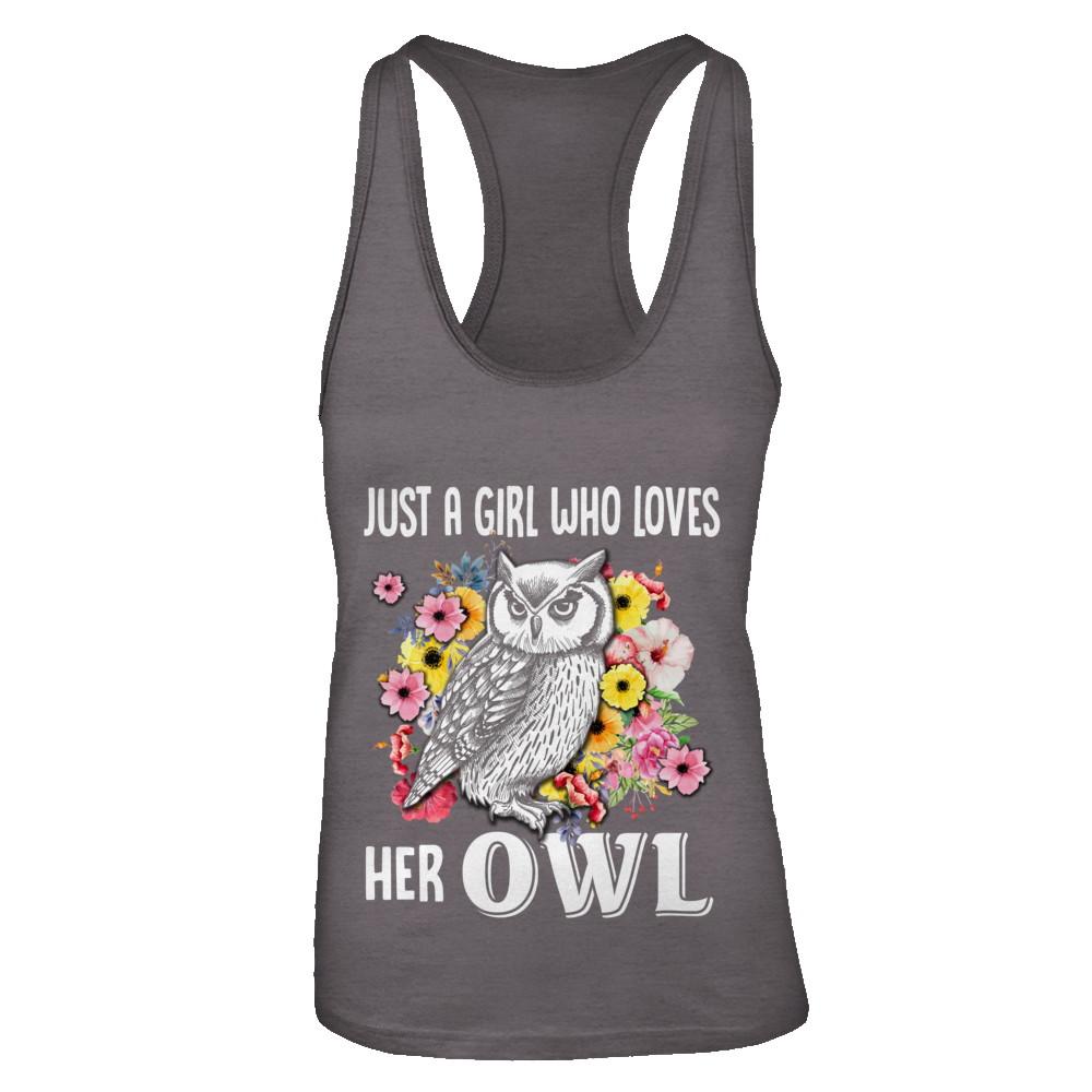 Just A Girl Who Loves Her Owl-T-Shirt & Tank Top-Women's Ideal Racerback Tank-Dark Grey