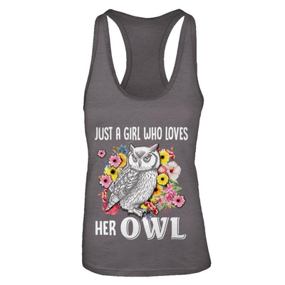 Just A Girl Who Loves Her Owl-T-Shirt & Tank Top-Women's Ideal Racerback Tank-Dark Grey