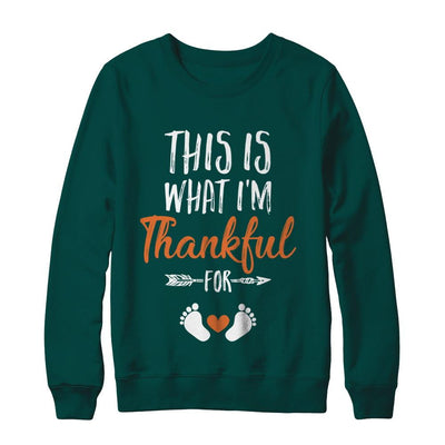 What I'm Thankful Pregnancy Announcement Thanksgiving-T-Shirt & Sweatshirt-Crewneck Sweatshirt-Deep Forest