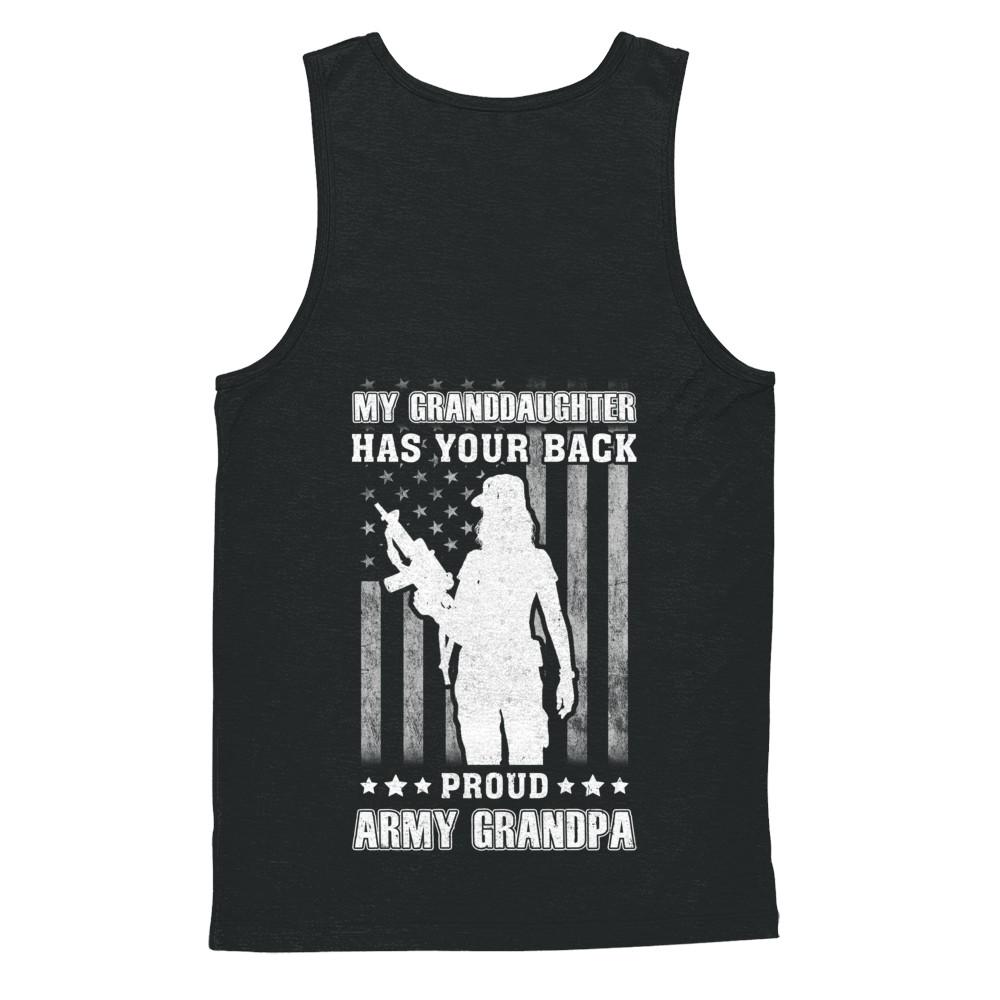 My Granddaughter Has Your Back Proud Proud Army Grandpa-T-Shirt & Hoodie-Unisex Tank-Black