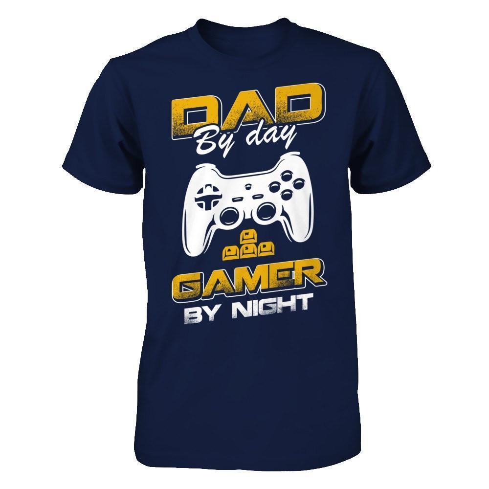 Dad By Day Gamer By Night-T-Shirt & Hoodie-Classic T-Shirt-Navy