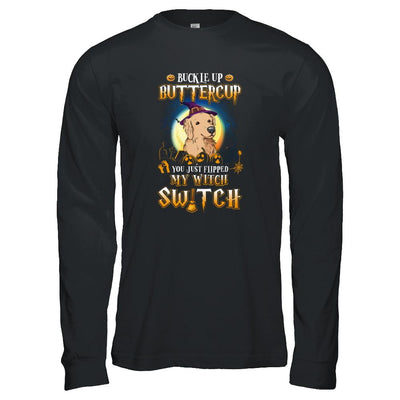 Buckle Up Buttercup Halloween Witch Golden Retriever Costume-T-Shirt & Tank Top-Long Sleeve T-Shirt-Black