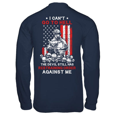 I Cant Go To Hell The Devil Against Me Army Veteran-T-Shirt & Hoodie-Long Sleeve T-Shirt-Navy