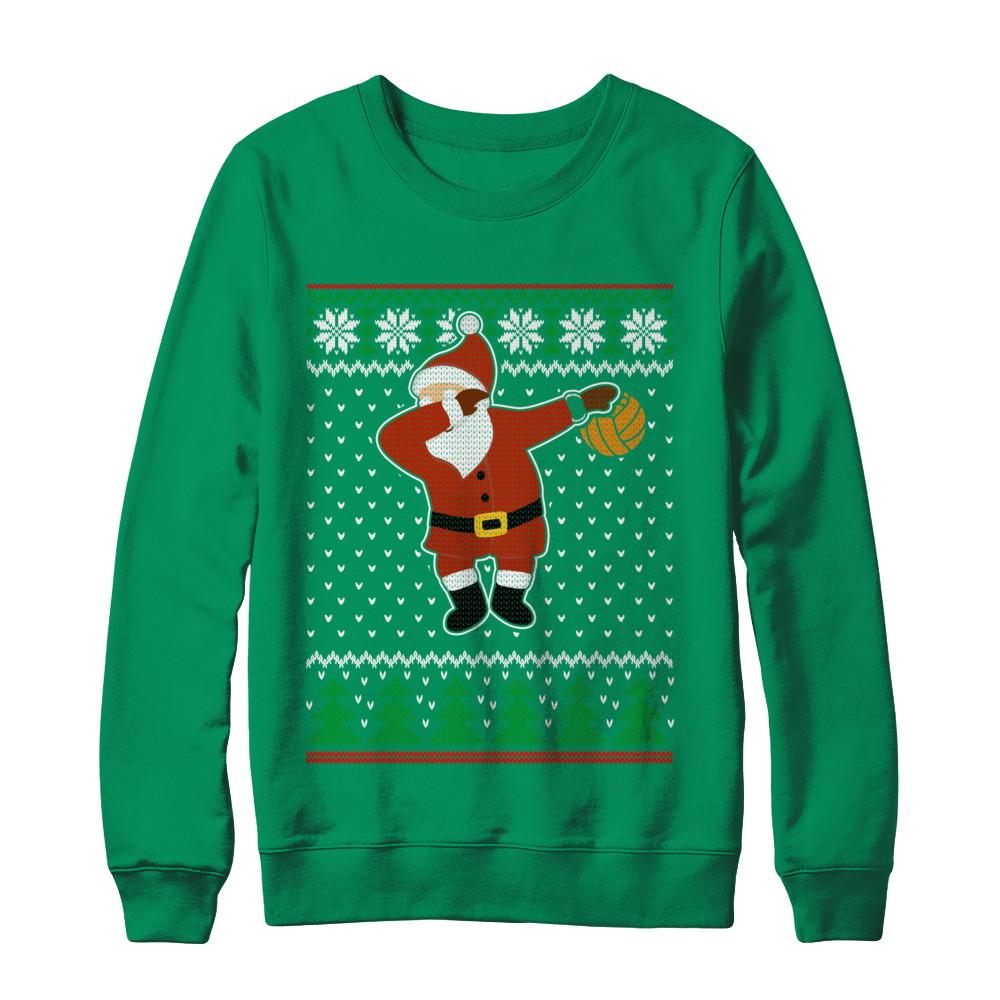 Dabbing Santa Volleyball Ugly Sweater Christmas-T-Shirt & Sweatshirt-Crewneck Sweatshirt-Irish Green