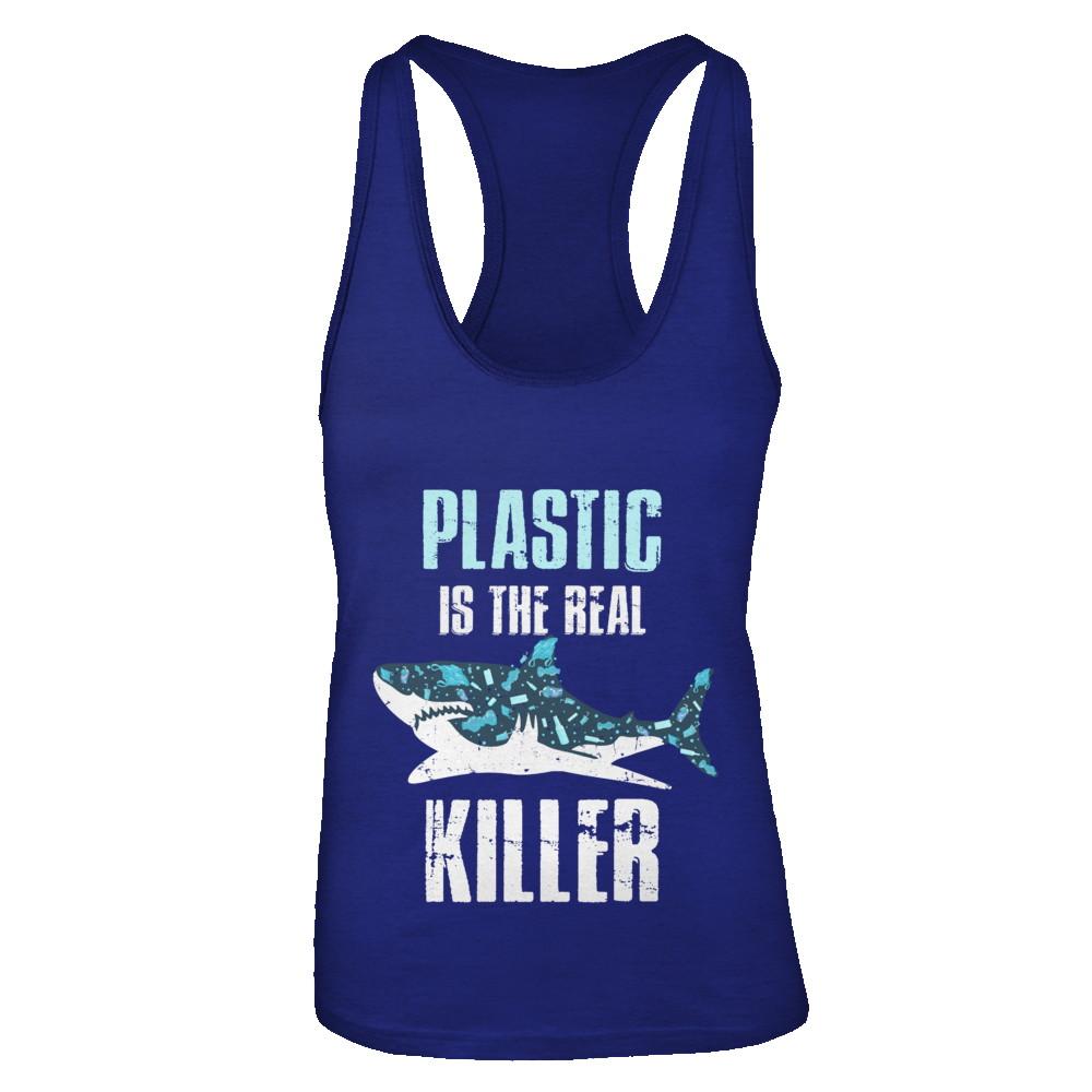Plastic Is The Real Killer Save Ocean Quote-T-Shirt & Tank Top-Women's Ideal Racerback Tank-Royal