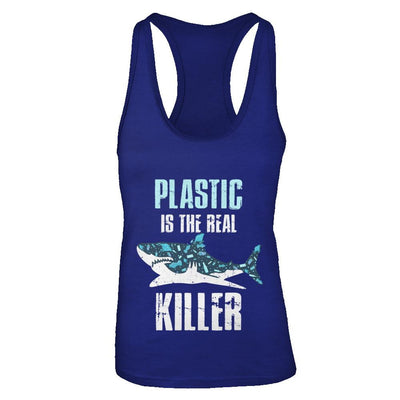 Plastic Is The Real Killer Save Ocean Quote-T-Shirt & Tank Top-Women's Ideal Racerback Tank-Royal