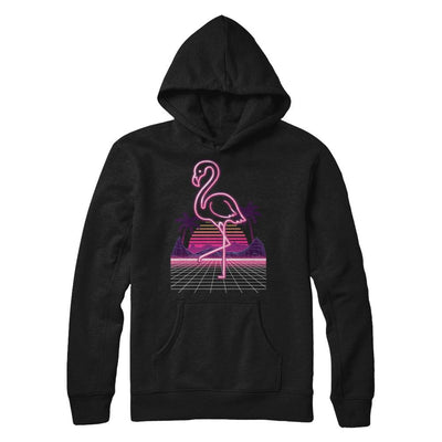 80s Retro Neon Sign Pink Flamingo Bird-T-Shirt & Hoodie-Pullover Hoodie-Black