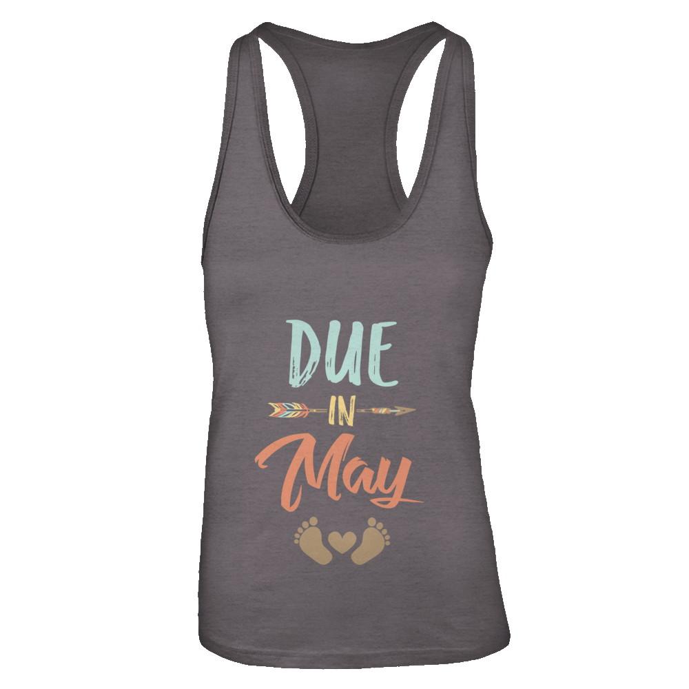 Due Date May 2021 Announcement Mommy Bump Pregnancy-T-Shirt & Tank Top-Women's Ideal Racerback Tank-Dark Grey
