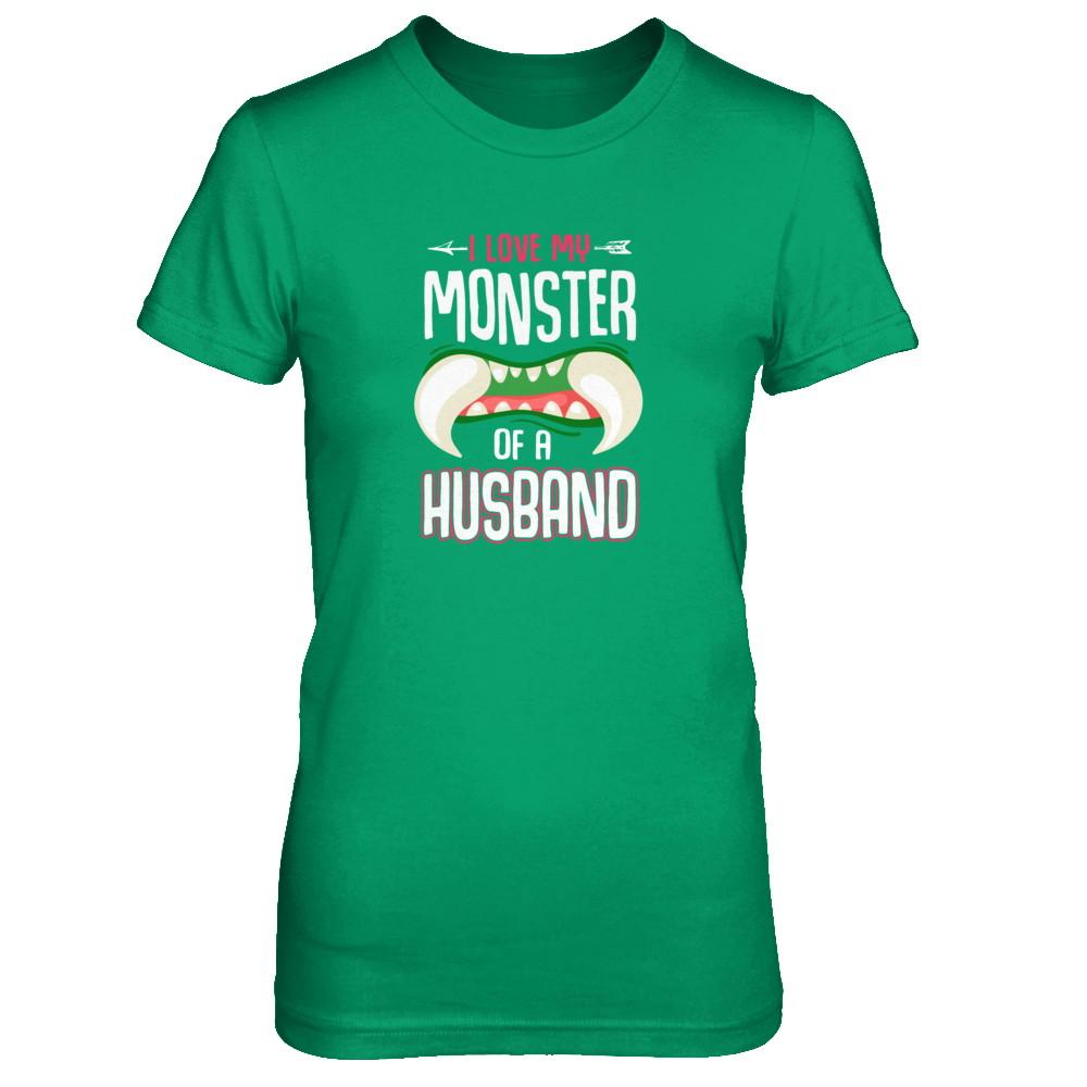 Monster Of A Husband Funny Couples Halloween-T-Shirt & Tank Top-Women's T-Shirt-Irish Green