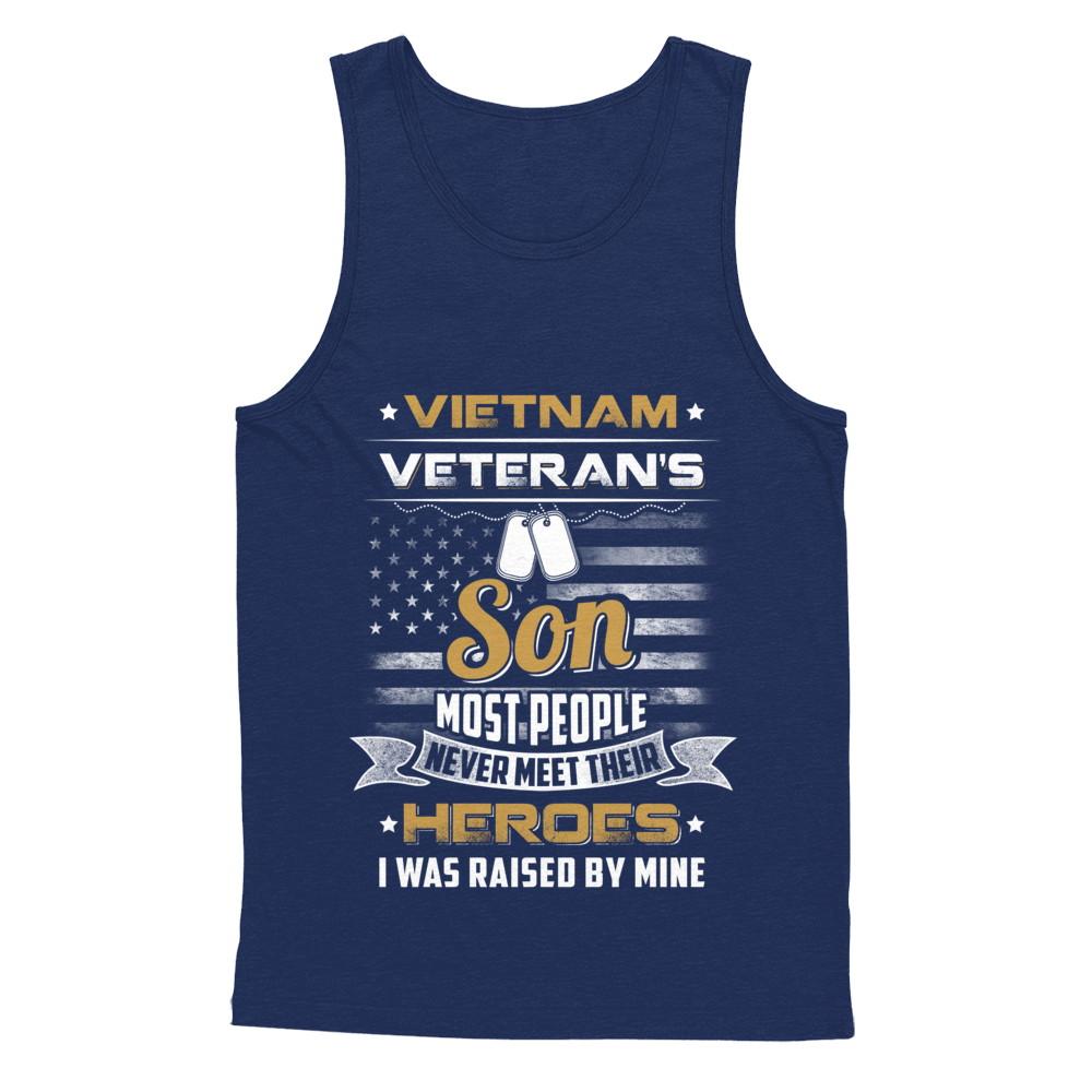 Vietnam Veteran's Son I Was Raised By Mine-T-Shirt & Hoodie-Unisex Tank-Navy