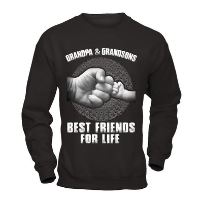 Grandpa And Grandsons Best Friends For Life-T-Shirt & Hoodie-Crewneck Sweatshirt-Black