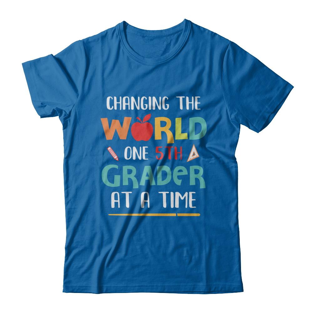 Changing The World One 5th Grader Back To School Teacher-T-Shirt & Hoodie-Classic T-Shirt-Royal