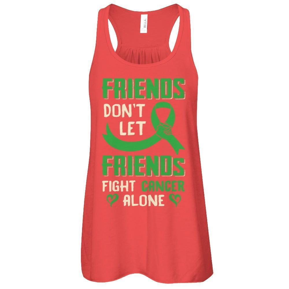 Friends Don't Let Friends Fight Cancer Alone Green Awareness-T-Shirt & Tank Top-Women's Flowy Racerback Tank-Red