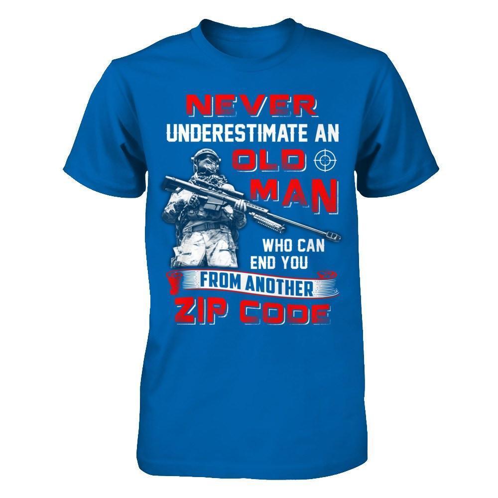 Never Underestimate An Old Man Who Can End You-T-Shirt & Hoodie-Classic T-Shirt-Royal