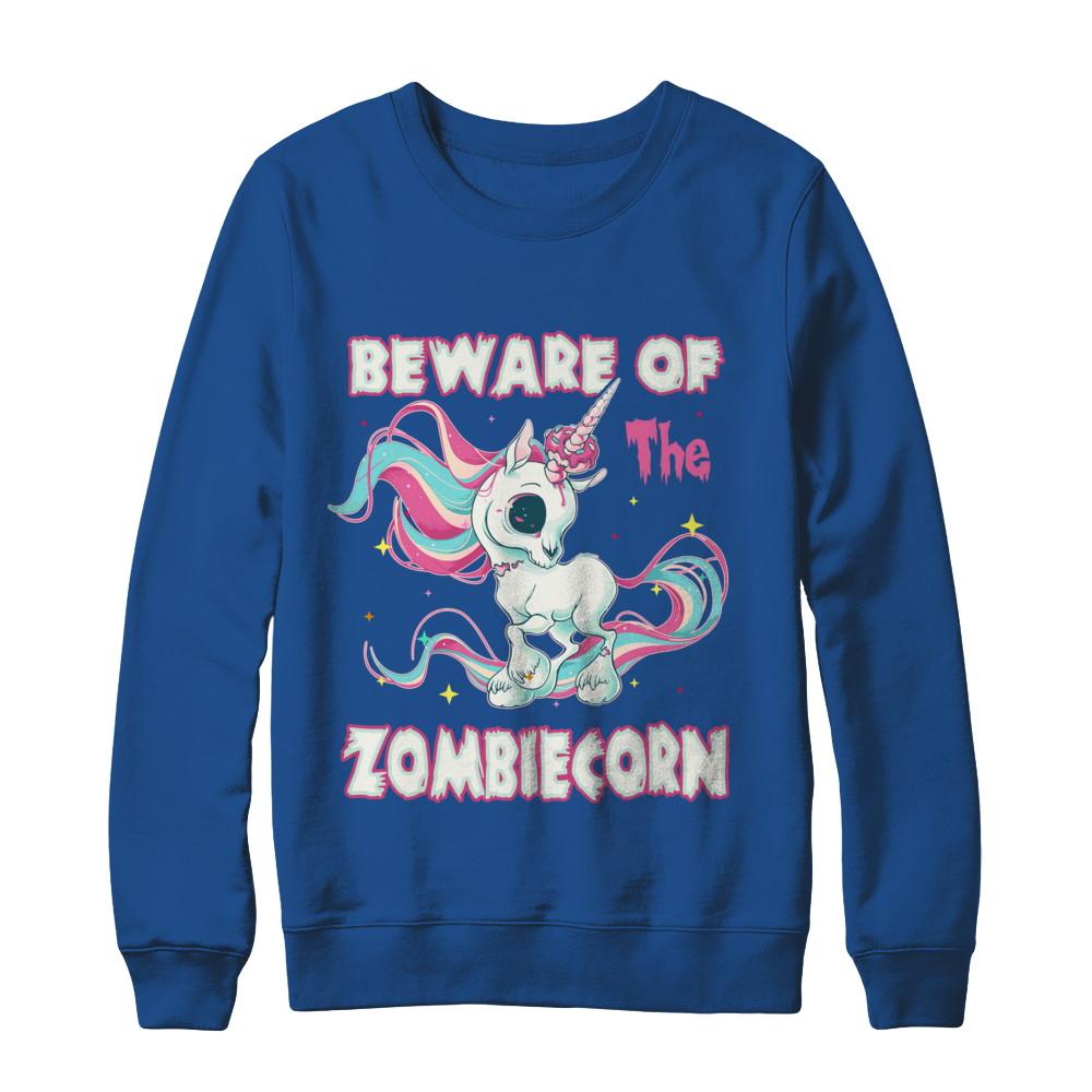Beware Of The Zombiecorn Unicorn-T-Shirt & Sweatshirt-Crewneck Sweatshirt-Royal