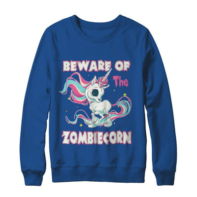 Beware Of The Zombiecorn Unicorn-T-Shirt & Sweatshirt-Crewneck Sweatshirt-Royal