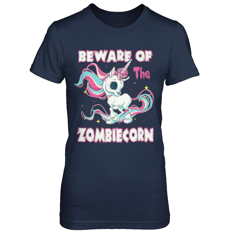 Beware Of The Zombiecorn Unicorn-T-Shirt & Sweatshirt-Women's T-Shirt-Navy