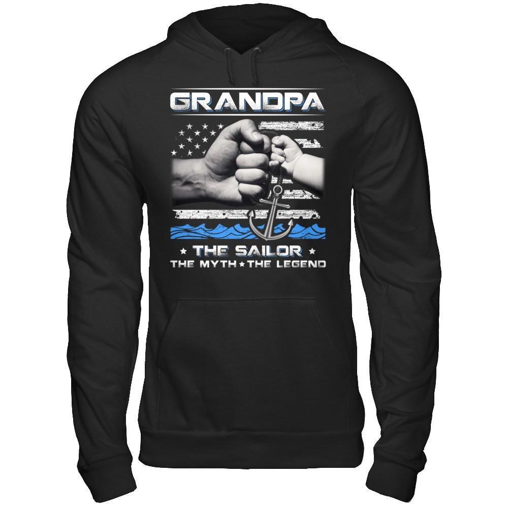 Veteran Grandpa The Sailor The Myth The Legend-T-Shirt & Hoodie-Pullover Hoodie-Black