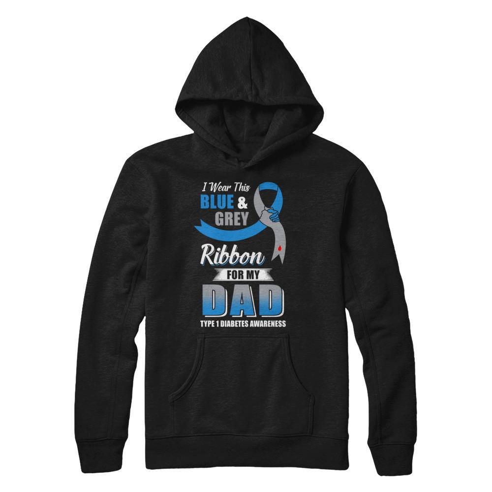 I Wear Blue And Gray For My Dad Diabetes Awareness-T-Shirt & Hoodie-Pullover Hoodie-Black