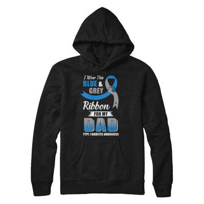 I Wear Blue And Gray For My Dad Diabetes Awareness-T-Shirt & Hoodie-Pullover Hoodie-Black