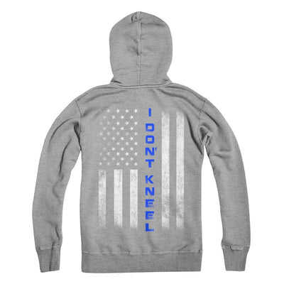 I Don't Kneel Thin Blue Line Flag Patriotic Police-T-Shirt & Hoodie-Pullover Hoodie-Sport Grey