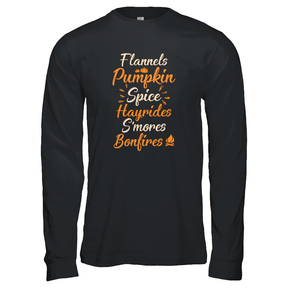Flannels Pumpkin Spice Hayrides Autumn Gifts-T-Shirt & Tank Top-Long Sleeve T-Shirt-Black