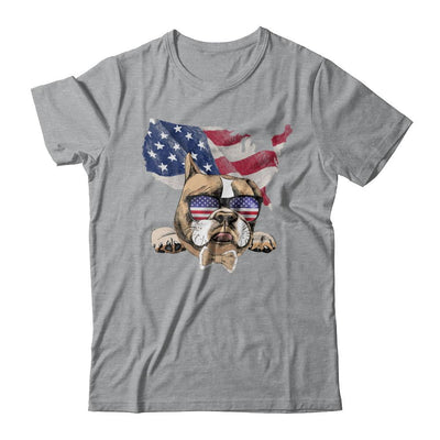 Funny Patriot Bulldog Dog 4Th Of July American Flag-T-Shirt & Hoodie-Classic T-Shirt-Sport Grey