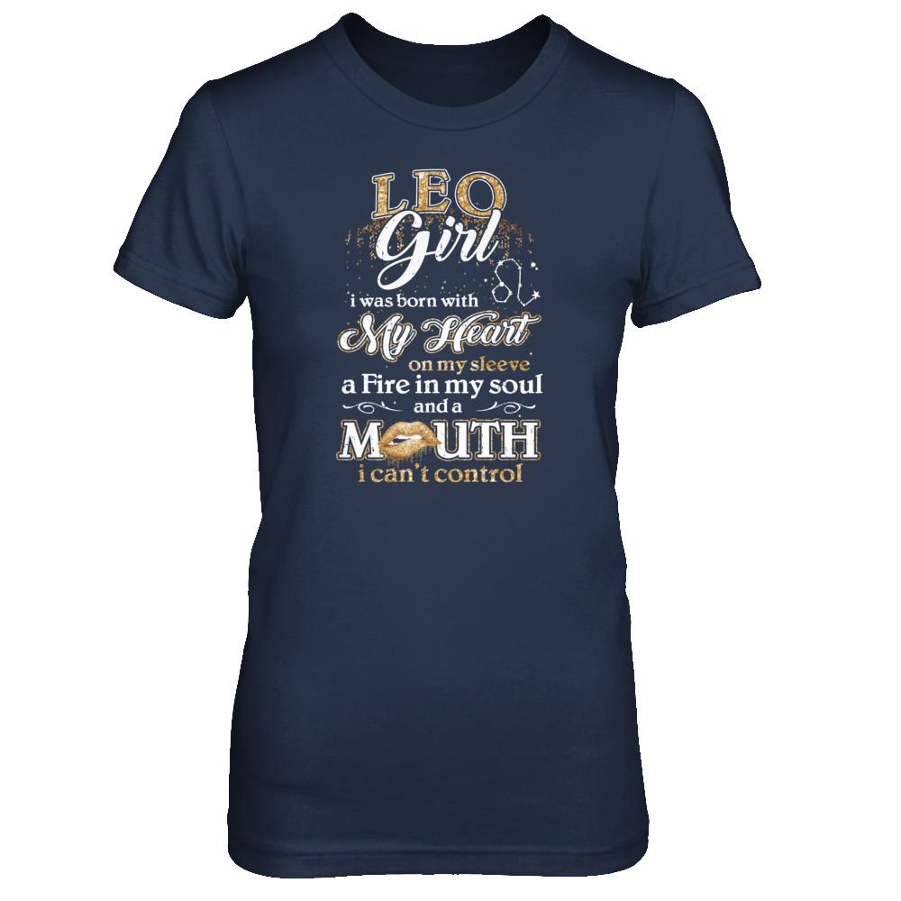 I'm A Leo Girl Lipstick July August Funny Zodiac Birthday-T-Shirt & Tank Top-Women's T-Shirt-Navy