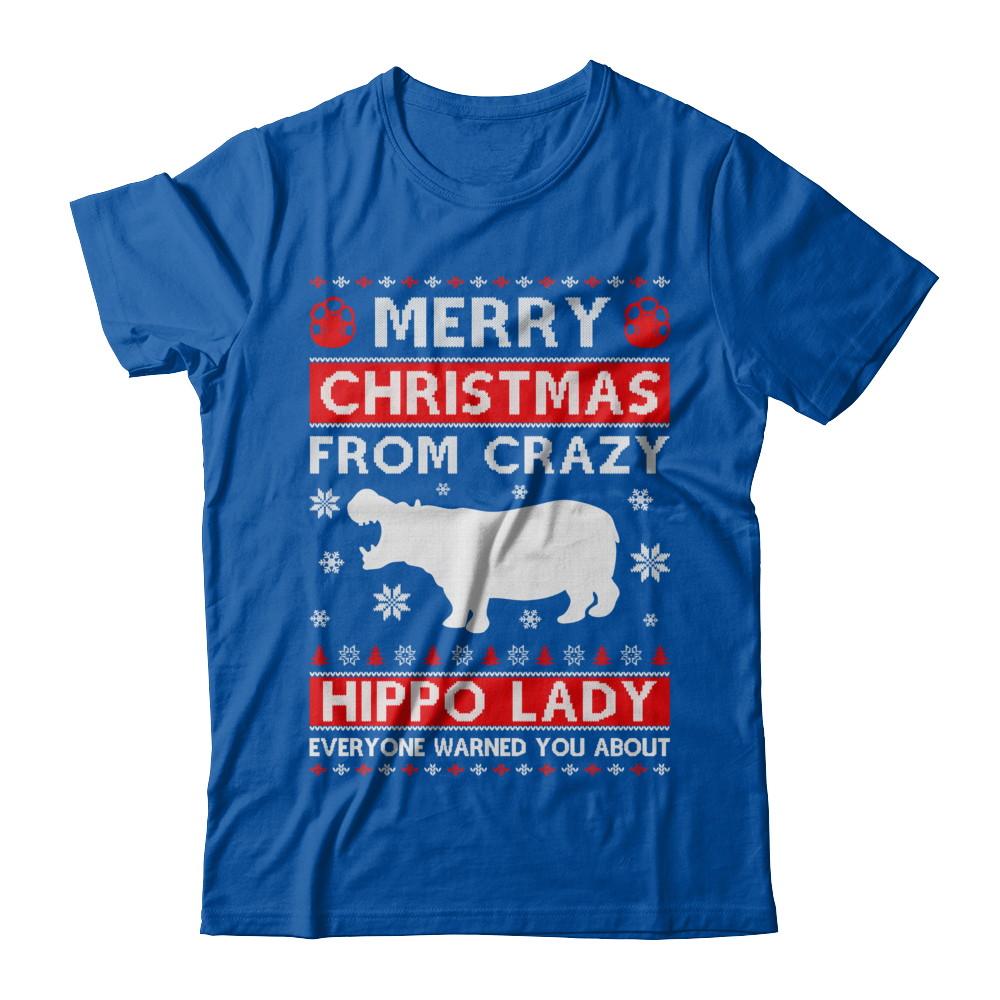 Merry Christmas From Crazy Hippo Lady Sweater-T-Shirt & Sweatshirt-Premium T-Shirt-Royal