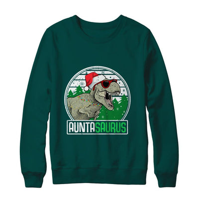 Auntasaurus Aunta Dinosaur T-Rex Family Christmas-T-Shirt & Sweatshirt-Crewneck Sweatshirt-Deep Forest