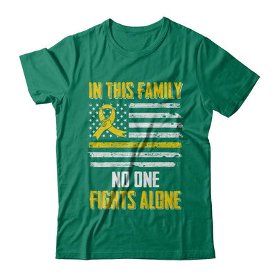 In This Family No One Fights Alone Childhood Cancer-T-Shirt & Hoodie-Classic T-Shirt-Kelly Green