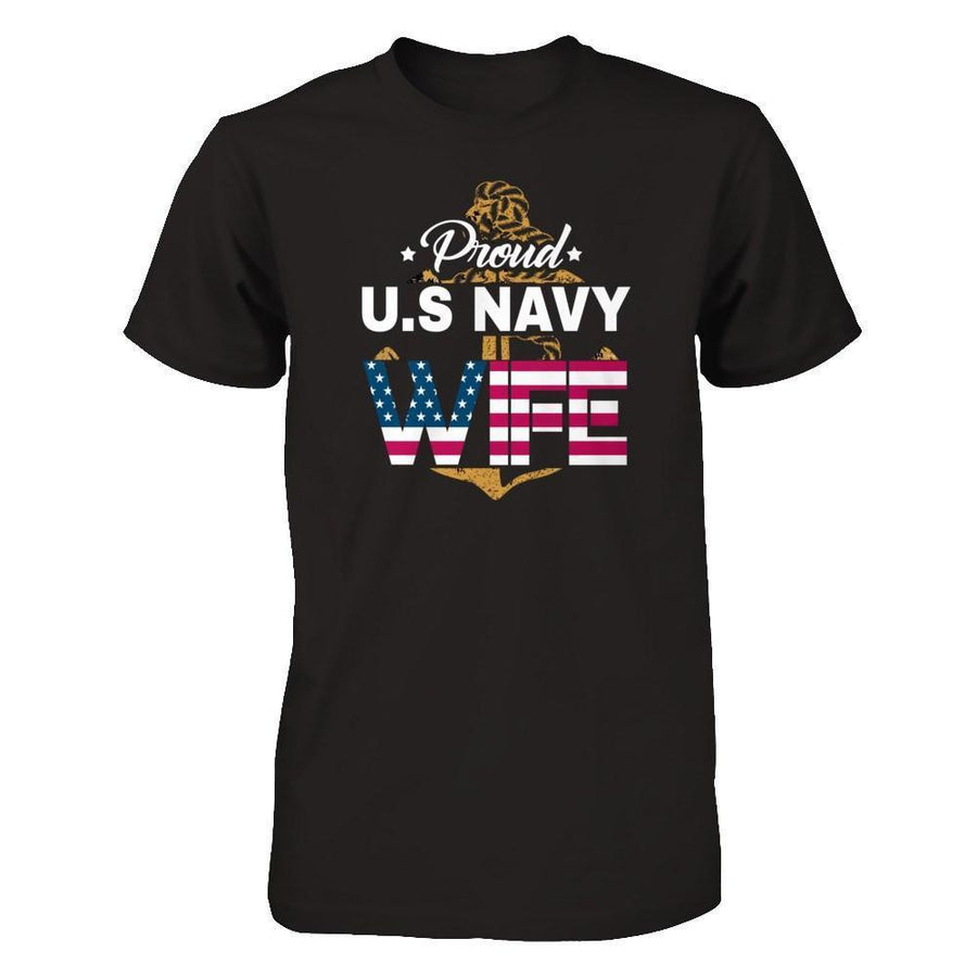 Proud US Navy Wife-T-Shirt & Hoodie-Premium T-Shirt-Black