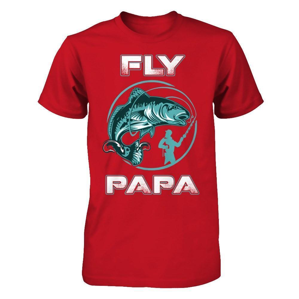 Fly Fishing Papa-T-Shirt & Hoodie-Classic T-Shirt-Red