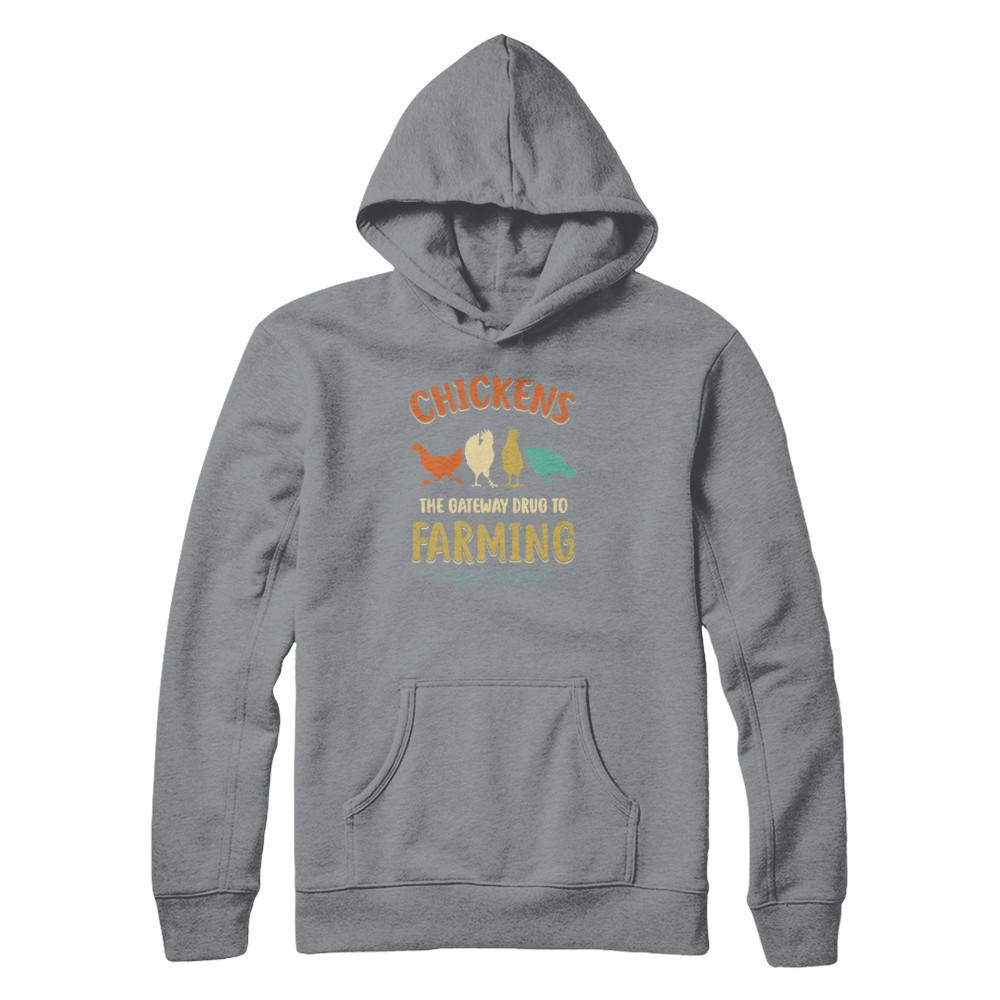 Vintage Chickens The Gateway Drug Funny Farmer Chicken-T-Shirt & Tank Top-Pullover Hoodie-Light Steel