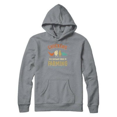 Vintage Chickens The Gateway Drug Funny Farmer Chicken-T-Shirt & Tank Top-Pullover Hoodie-Light Steel