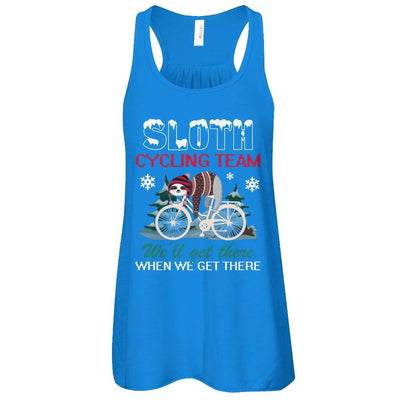 Sloth Cycling Team Lazy Sloth Sleeping On Bicycle Winter Snow-T-Shirt & Tank Top-Women's Flowy Racerback Tank-True Royal
