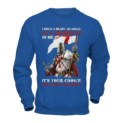 Knight Templar I Hold A Beast An Angel And A Madman In Me-T-Shirt & Hoodie-Crewneck Sweatshirt-Royal