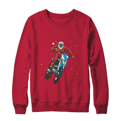 Motocross Christmas Santa Biker-T-Shirt & Sweatshirt-Crewneck Sweatshirt-Red