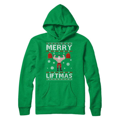 Christmas Merry Liftmas Santa Fitness Gym Ugly Sweater-T-Shirt & Sweatshirt-Pullover Hoodie-Irish Green