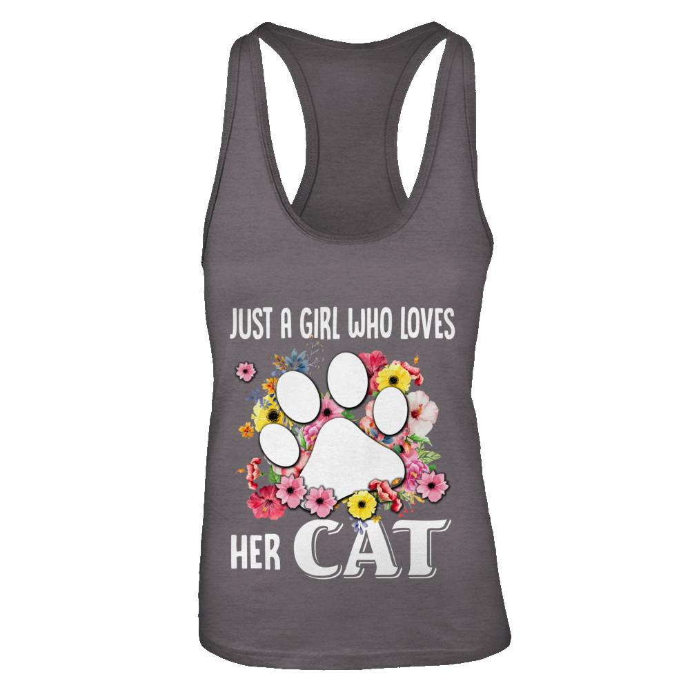 Just A Girl Who Loves Her Cat-T-Shirt & Tank Top-Women's Ideal Racerback Tank-Dark Grey