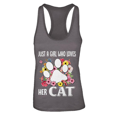 Just A Girl Who Loves Her Cat-T-Shirt & Tank Top-Women's Ideal Racerback Tank-Dark Grey