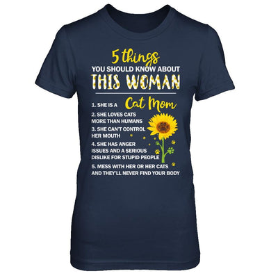 5 Things You Should Know About This Woman Cat Mom-T-Shirt & Hoodie-Women's T-Shirt-Navy