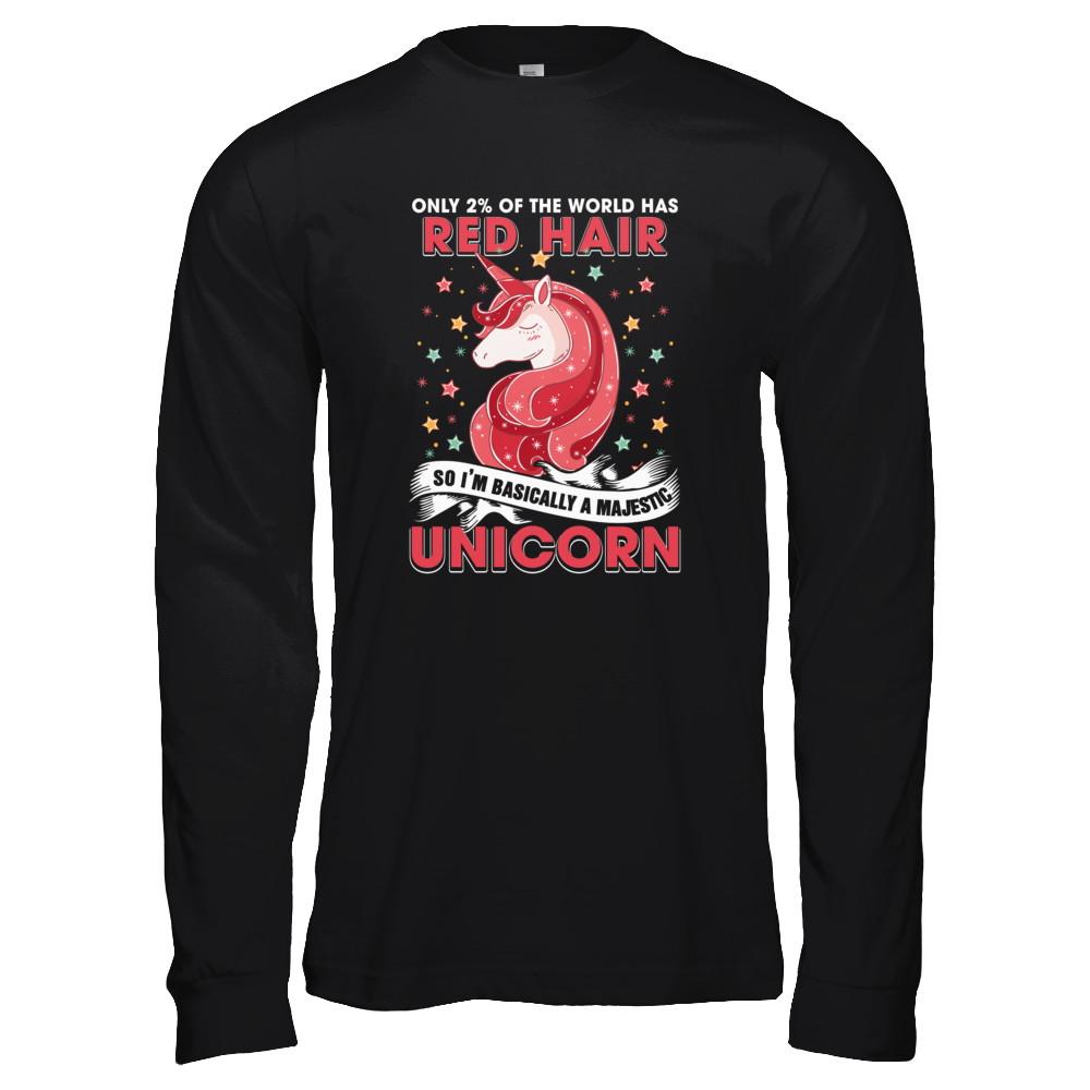 Only 2 Percent Of The World Has Red Hair Majestic Unicorn-T-Shirt & Tank Top-Long Sleeve T-Shirt-Black