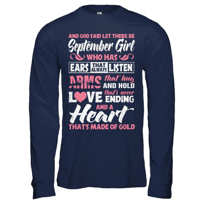 And God Said Let There Be September Girl Ears Arms Love Heart-T-Shirt & Hoodie-