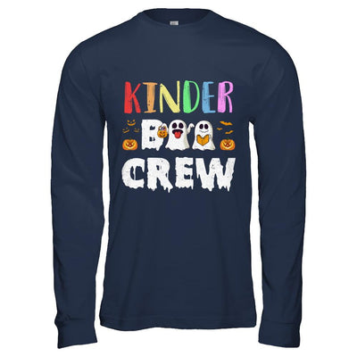Cute Boo Crew Kindergarten Teacher Halloween-T-Shirt & Hoodie-Long Sleeve T-Shirt-Navy