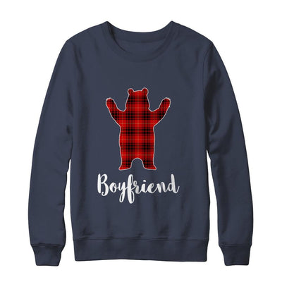 Red Boyfriend Bear Buffalo Plaid Family Christmas Pajamas-T-Shirt & Sweatshirt-Crewneck Sweatshirt-Navy